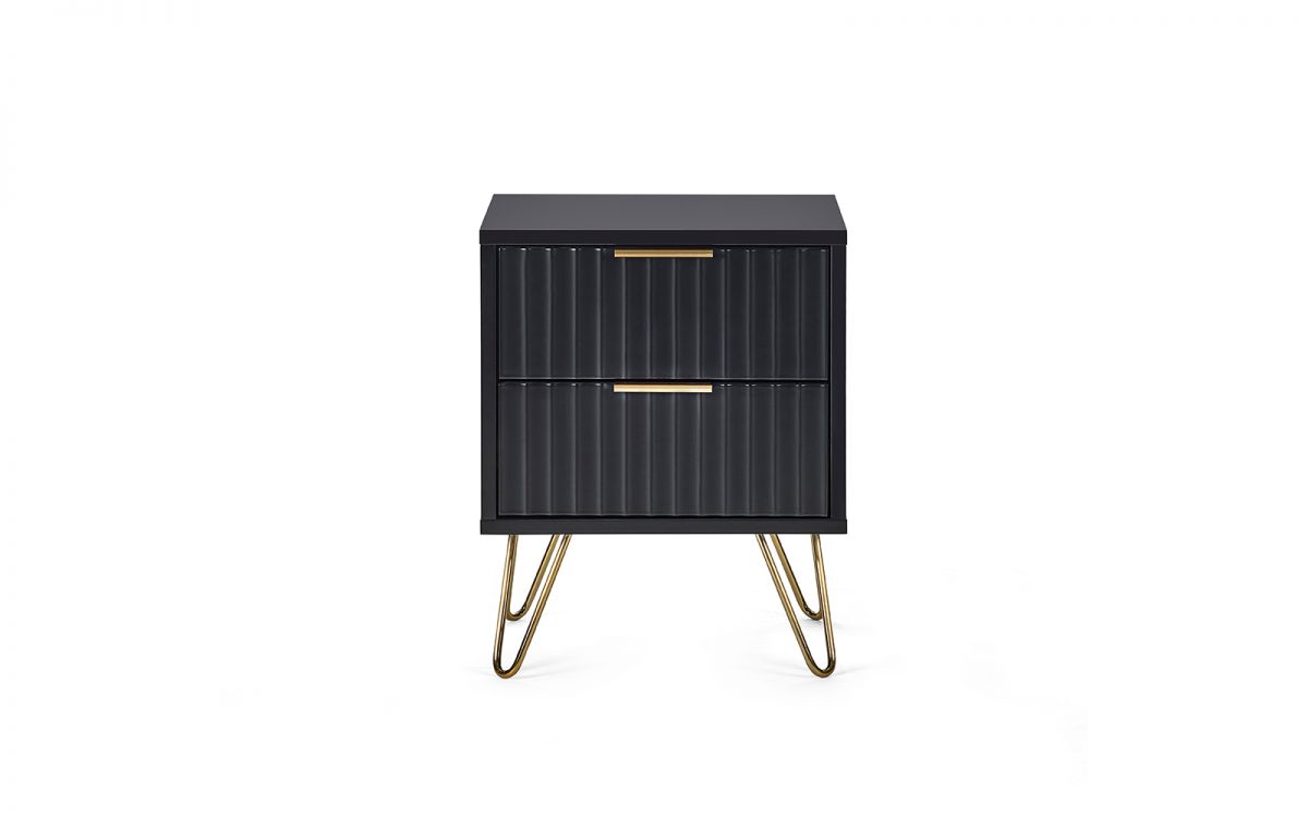 Matte Black 2 Drawer Lamp Table