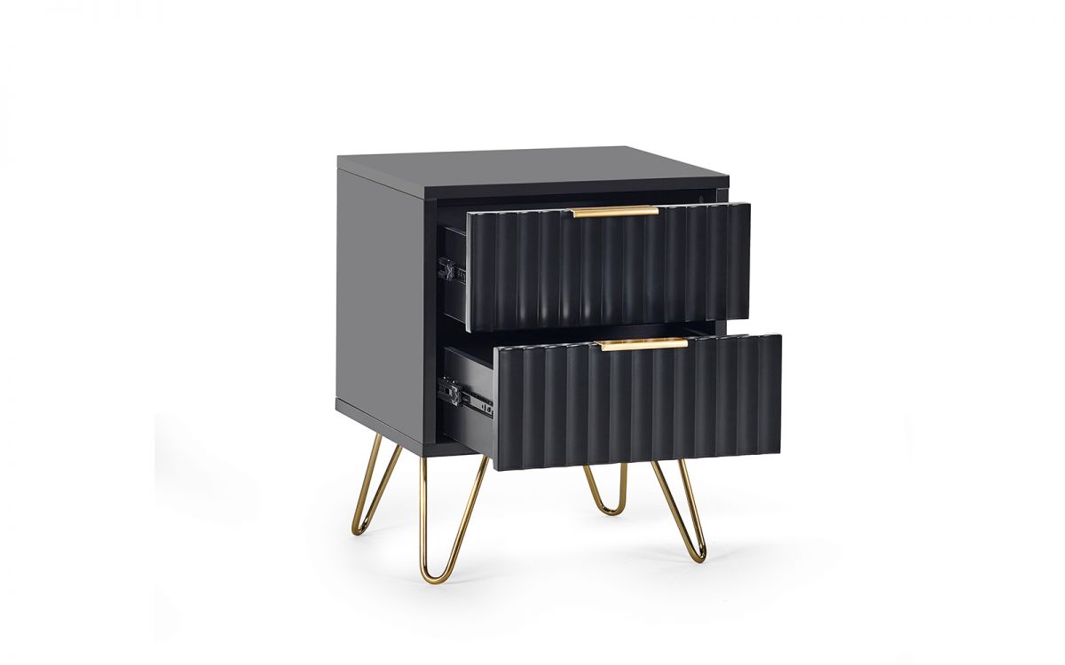 Matte Black 2 Drawer Lamp Table