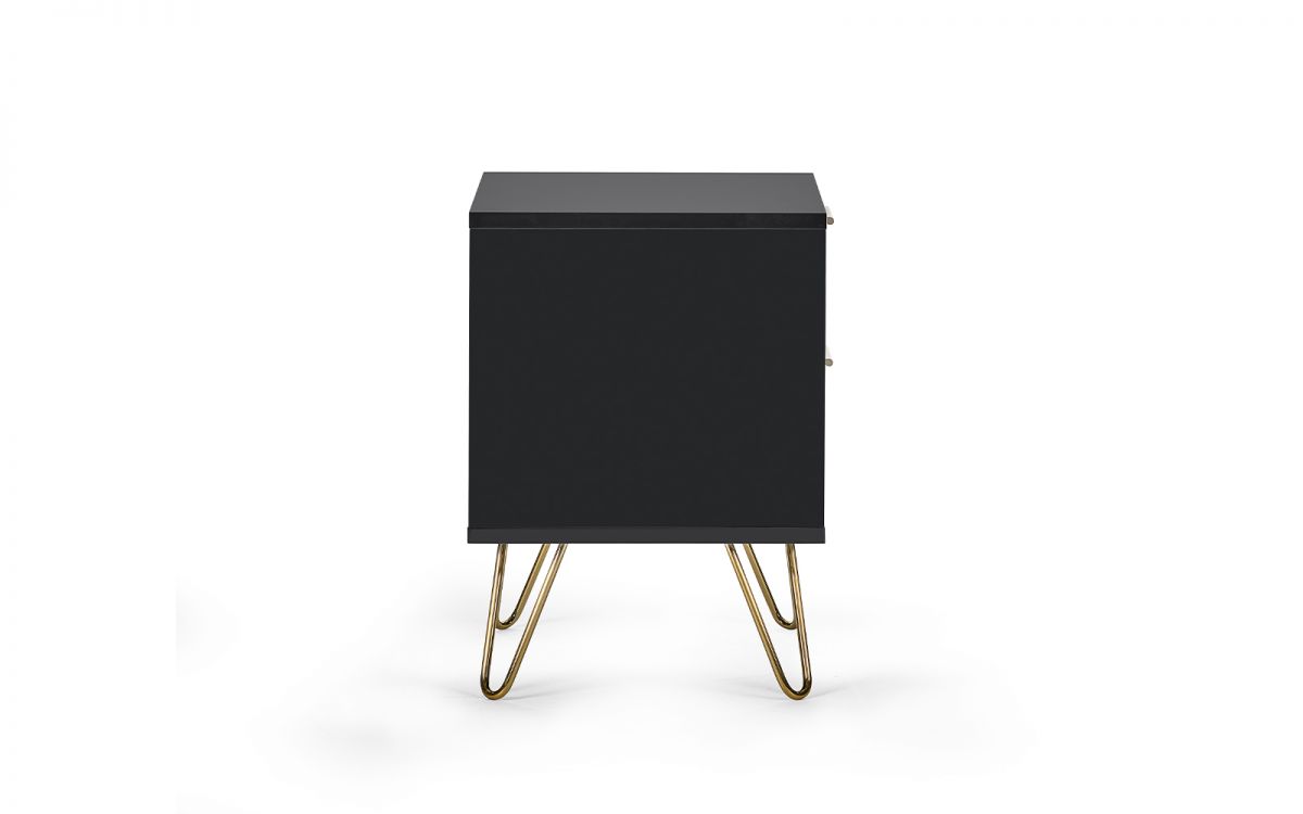 Matte Black 2 Drawer Lamp Table