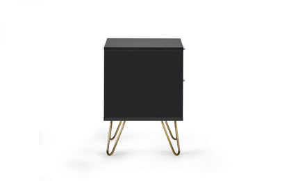 Matte Black 2 Drawer Lamp Table