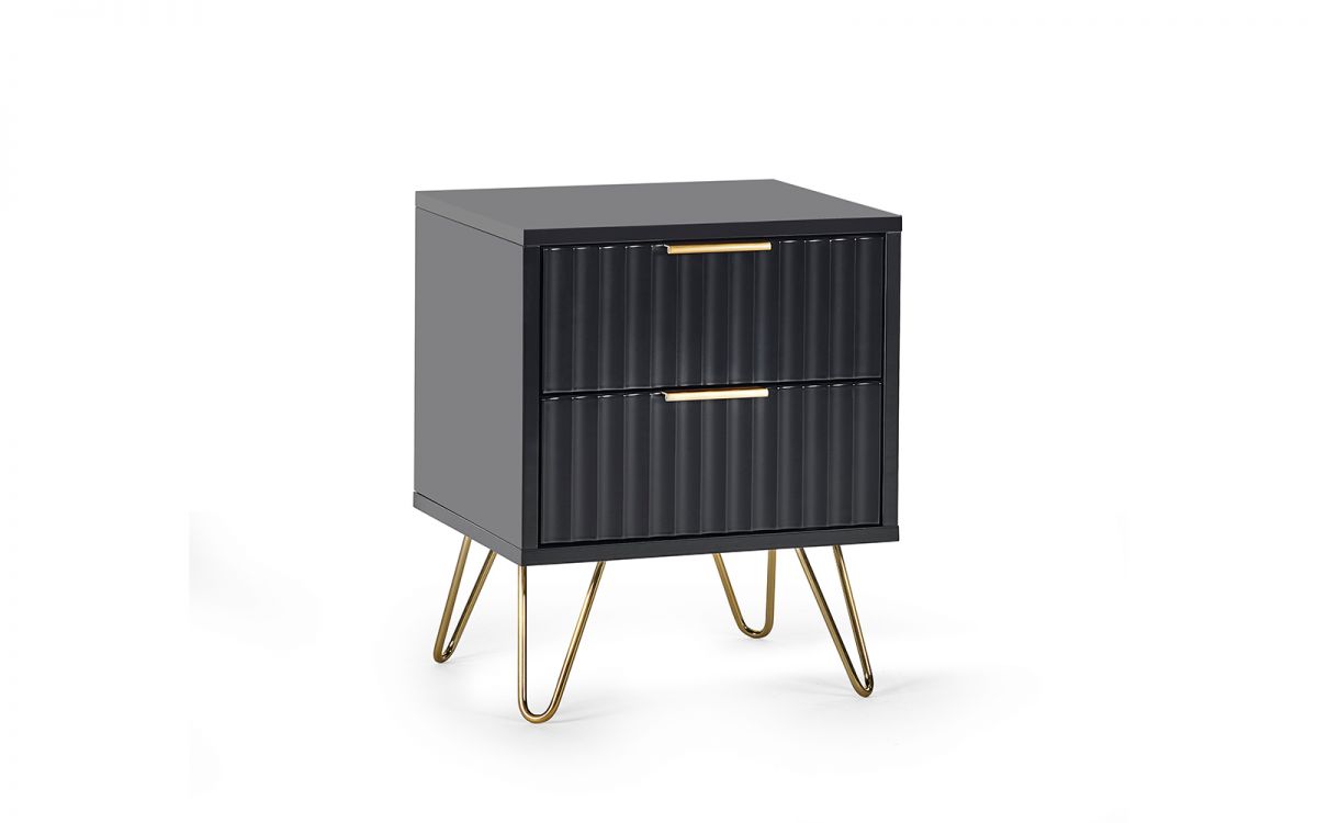 Matte Black 2 Drawer Lamp Table