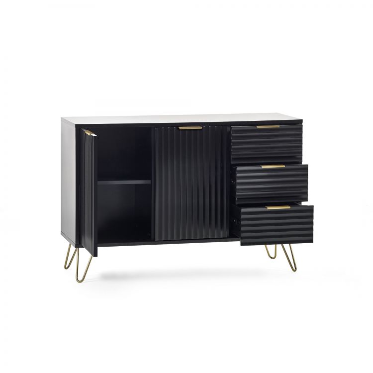 Matte Black 2 Door 3 Drawer Large Sideboard