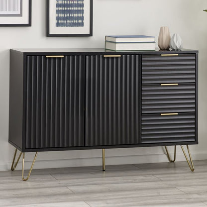 Matte Black 2 Door 3 Drawer Large Sideboard