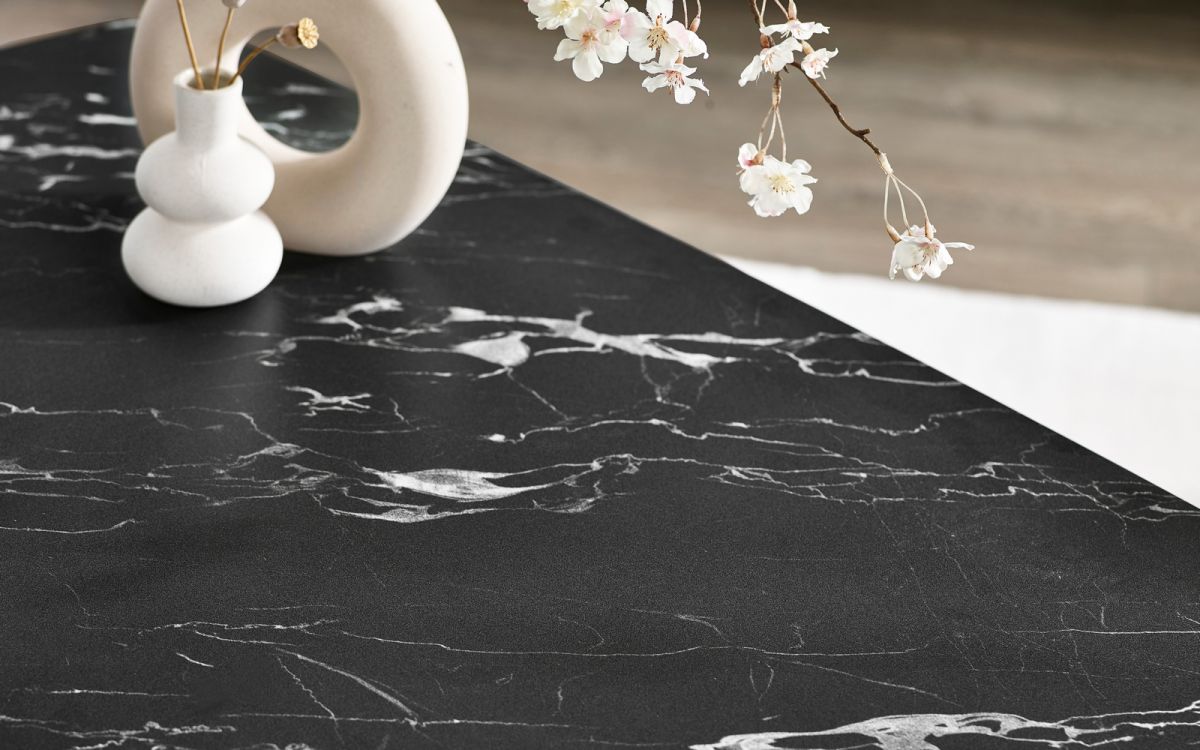 Black Marble Effect Glass Coffee Table