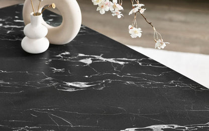 Black Marble Effect Glass Coffee Table