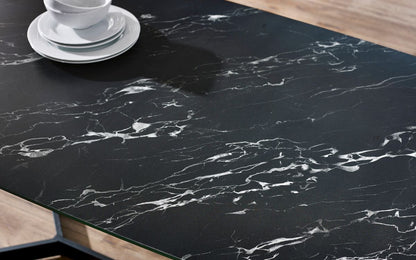 Black Marble Effect 6 Seater Dining Table