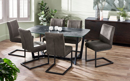 Black Marble Effect 6 Seater Dining Table