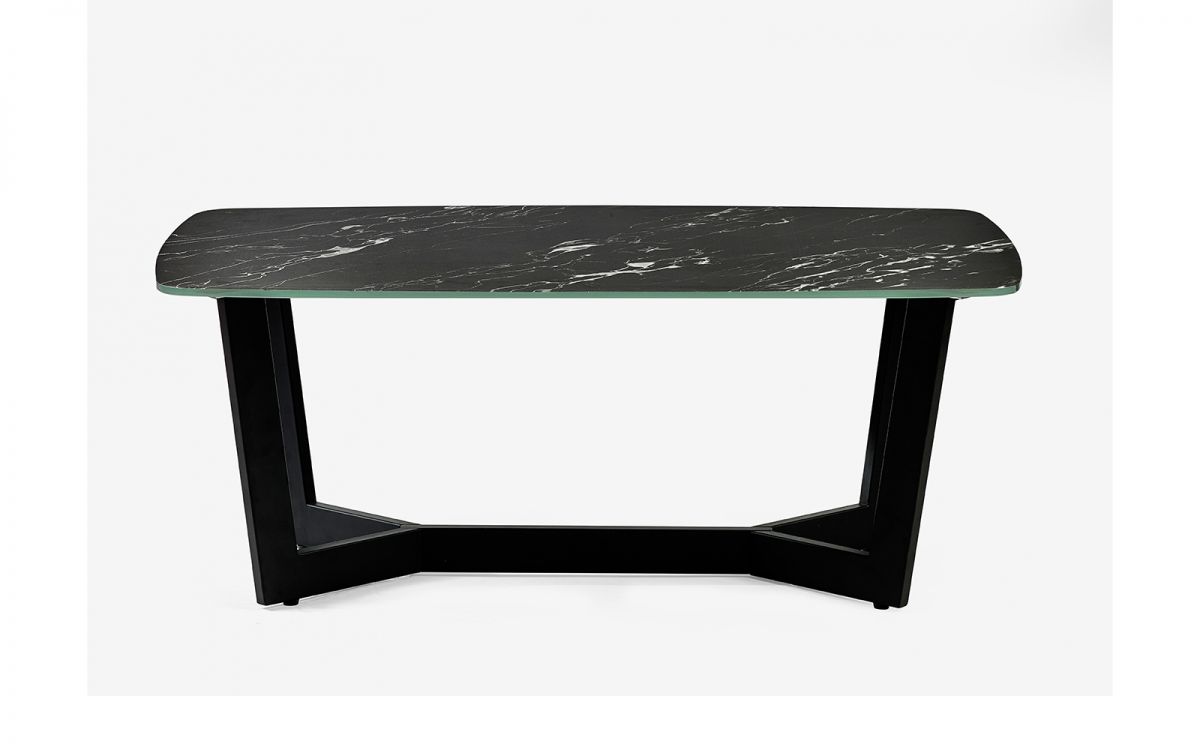 Black Marble Effect Glass Coffee Table