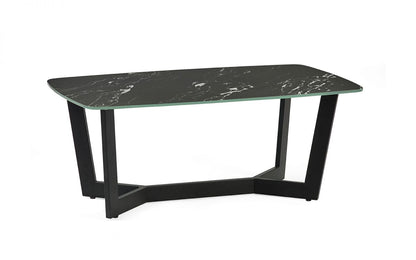 Black Marble Effect Glass Coffee Table