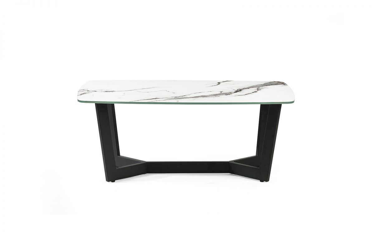 White Marble Effect Glass Coffee Table