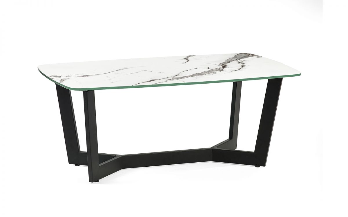 White Marble Effect Glass Coffee Table