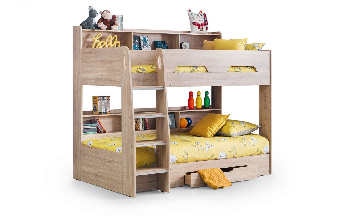 Sonoma/White/Grey Oak Bunk Bed for Children