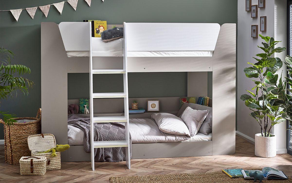 Children Taupe & White Bunk Bed