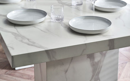 white marble top dining table for 6