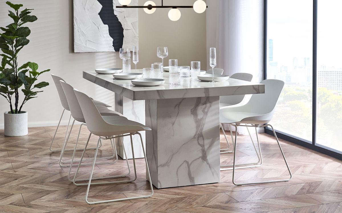 white marble top dining table for 6