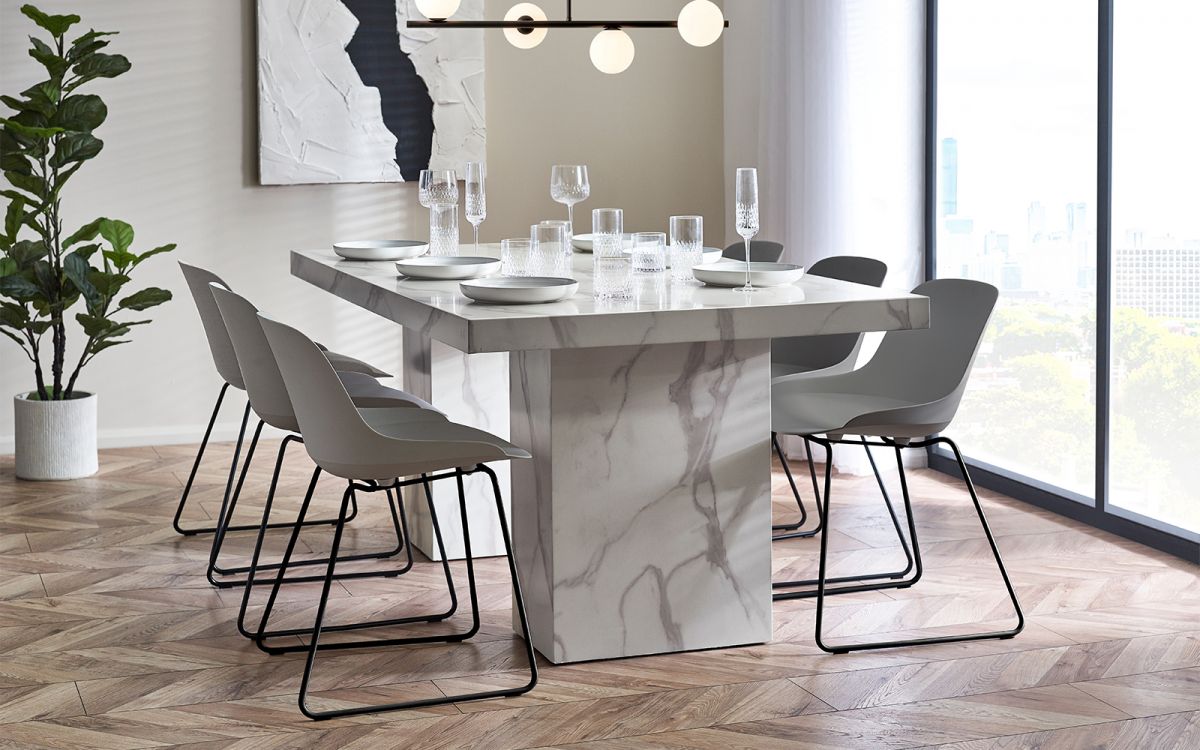 white marble top dining table for 6