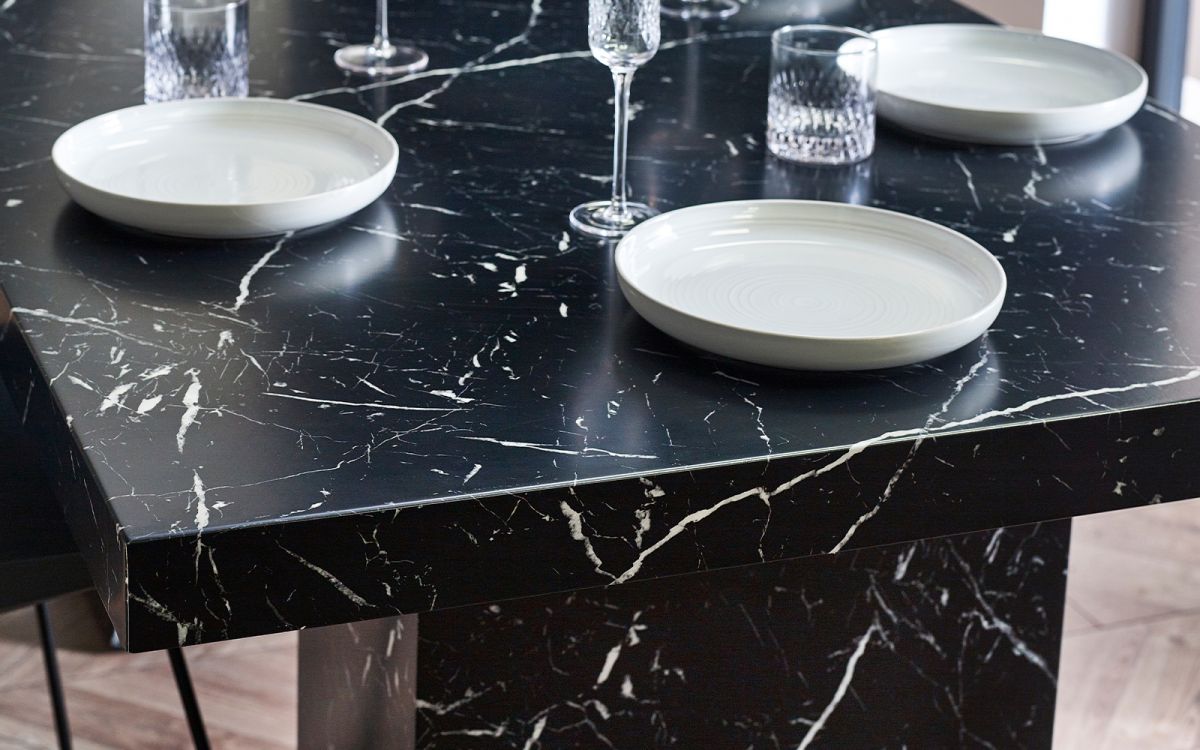 black marble top dining table for 6