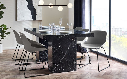 black marble top dining table for 6