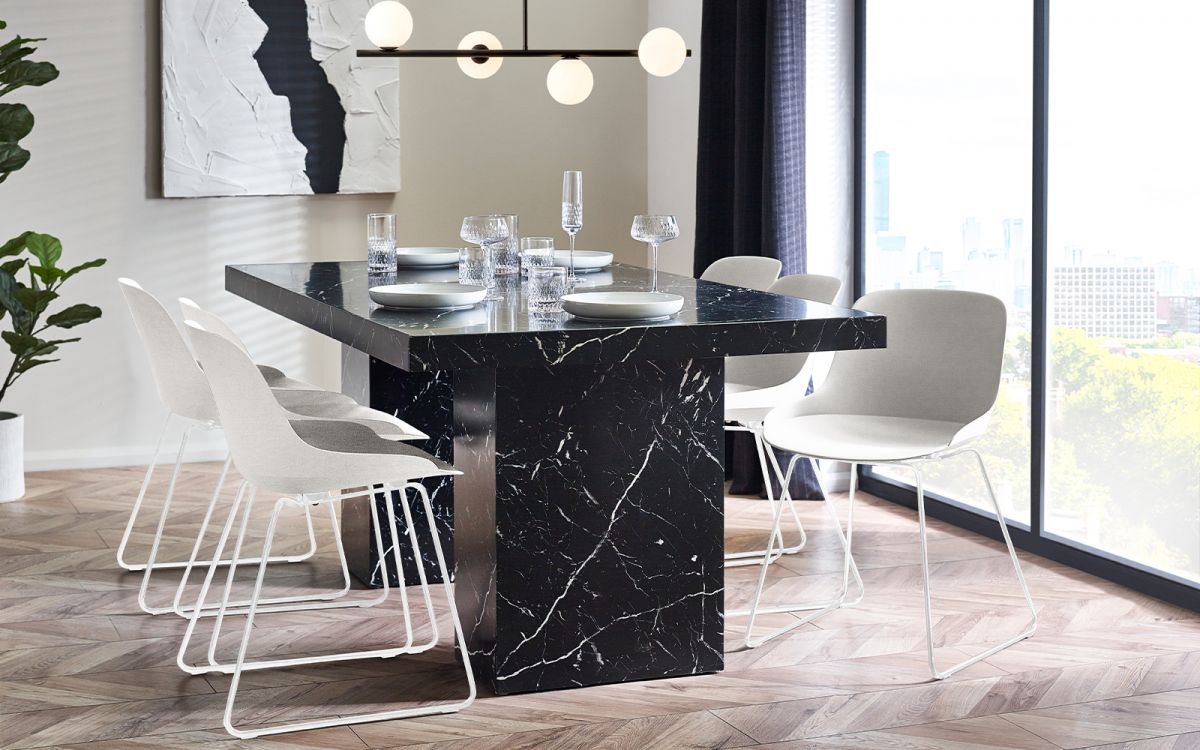 black marble top dining table for 6