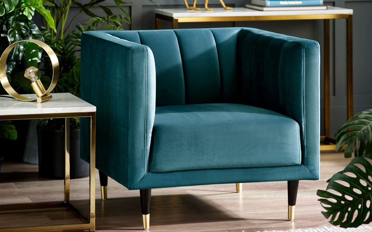 Teal Velvet Armchair