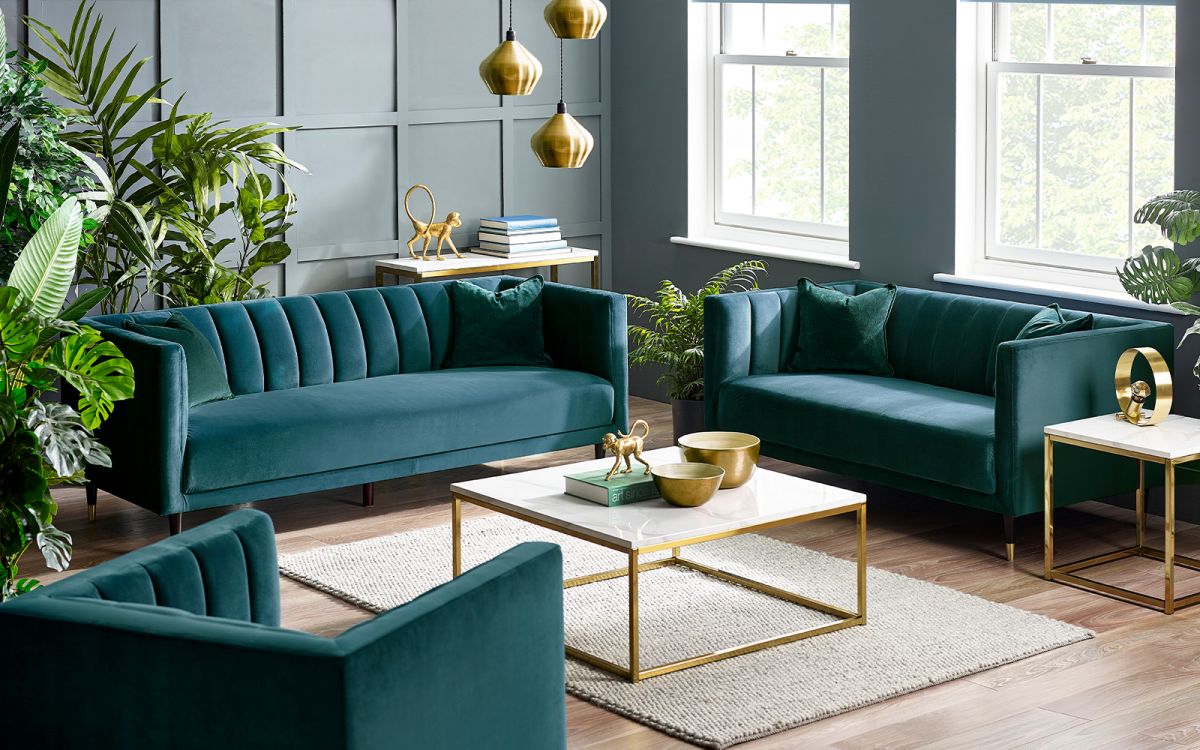 Teal Velvet 2 Seater Sofa