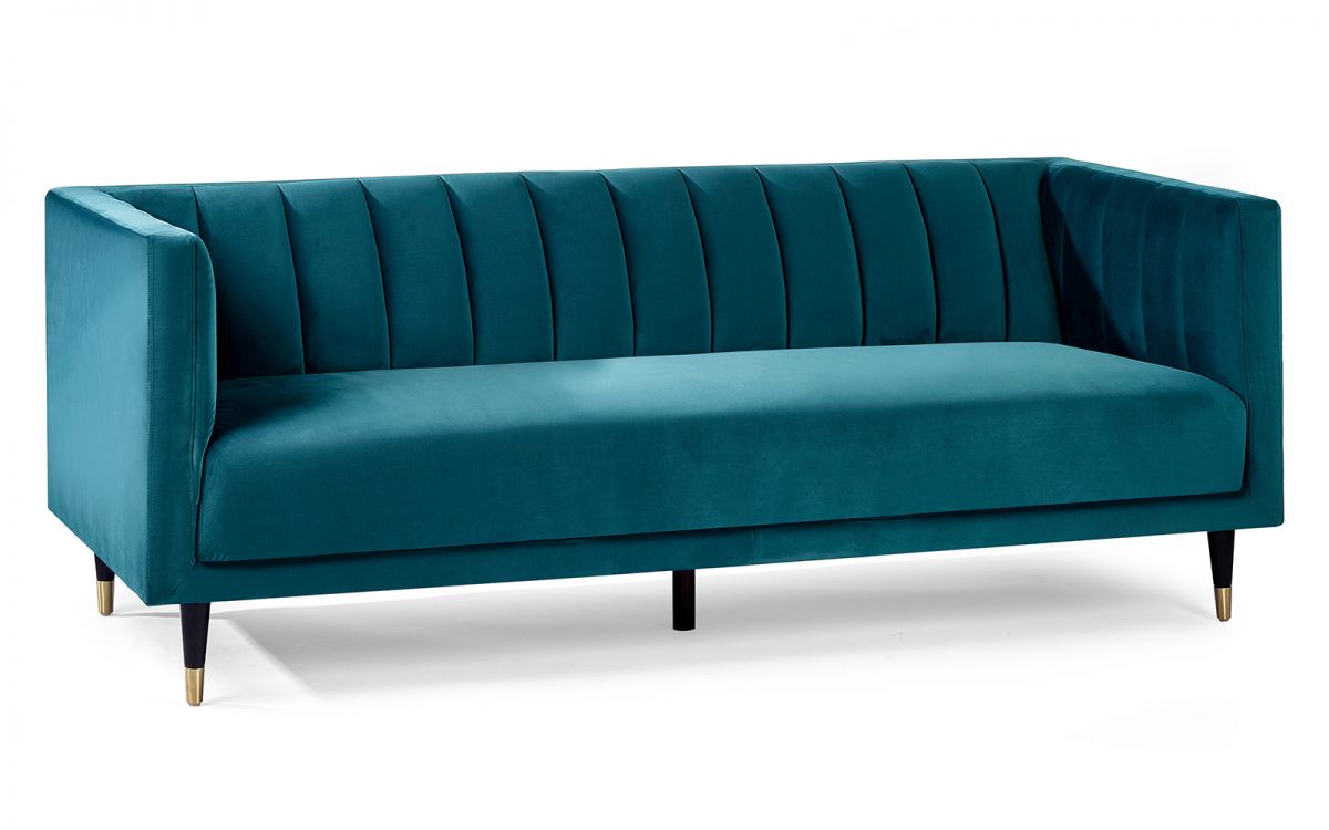 Teal Velvet 3 Seater Sofa