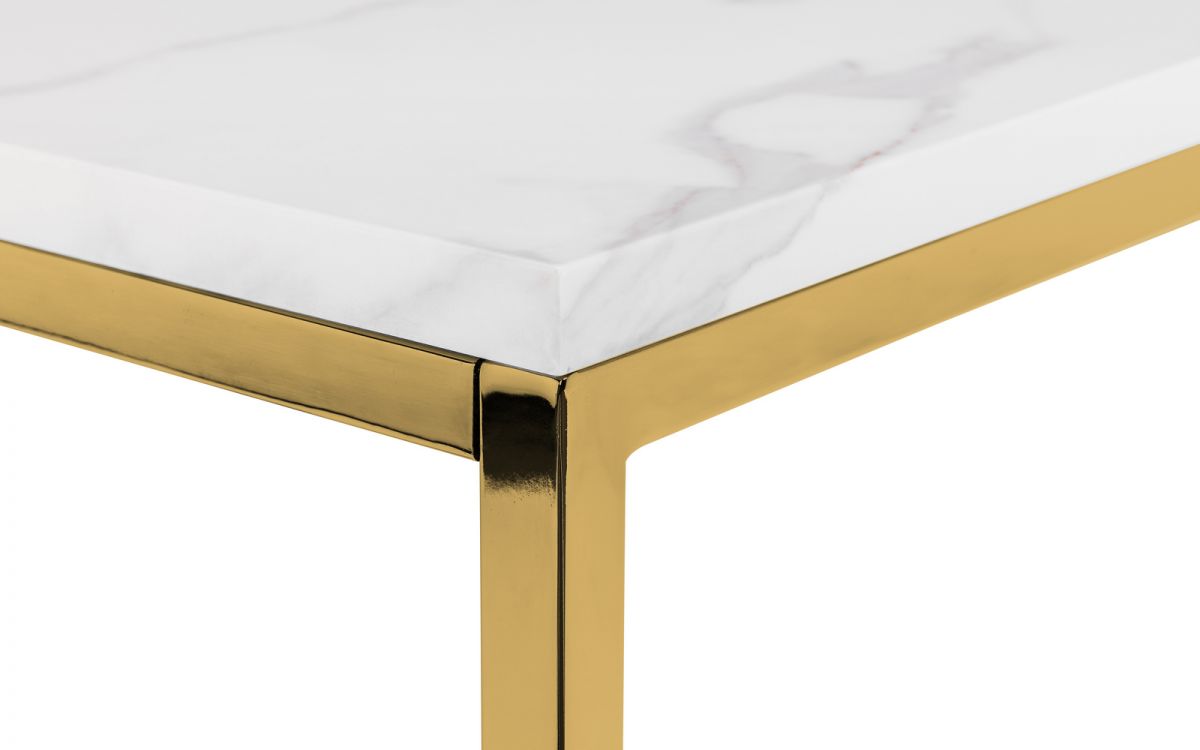 Gold White Marble Top Lamp Table