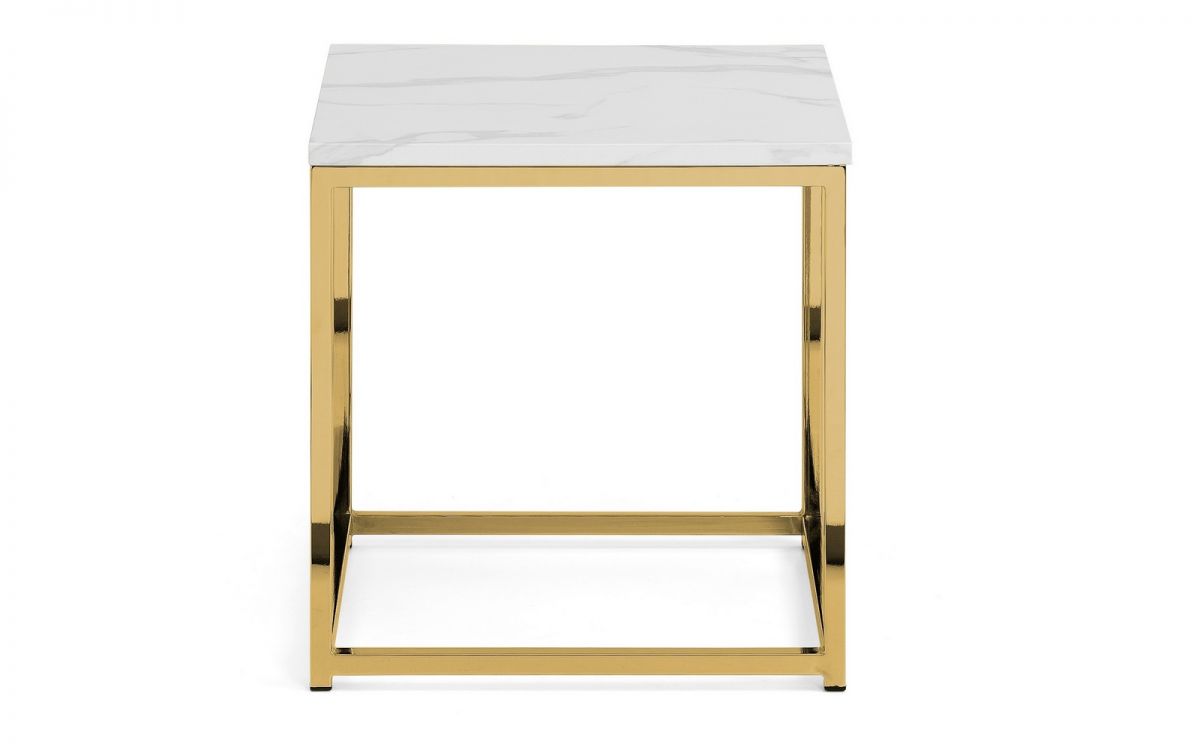 Gold White Marble Top Lamp Table