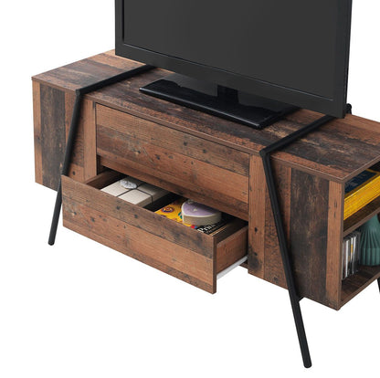 Rustic Oak TV Cabinet with 2 Drawers