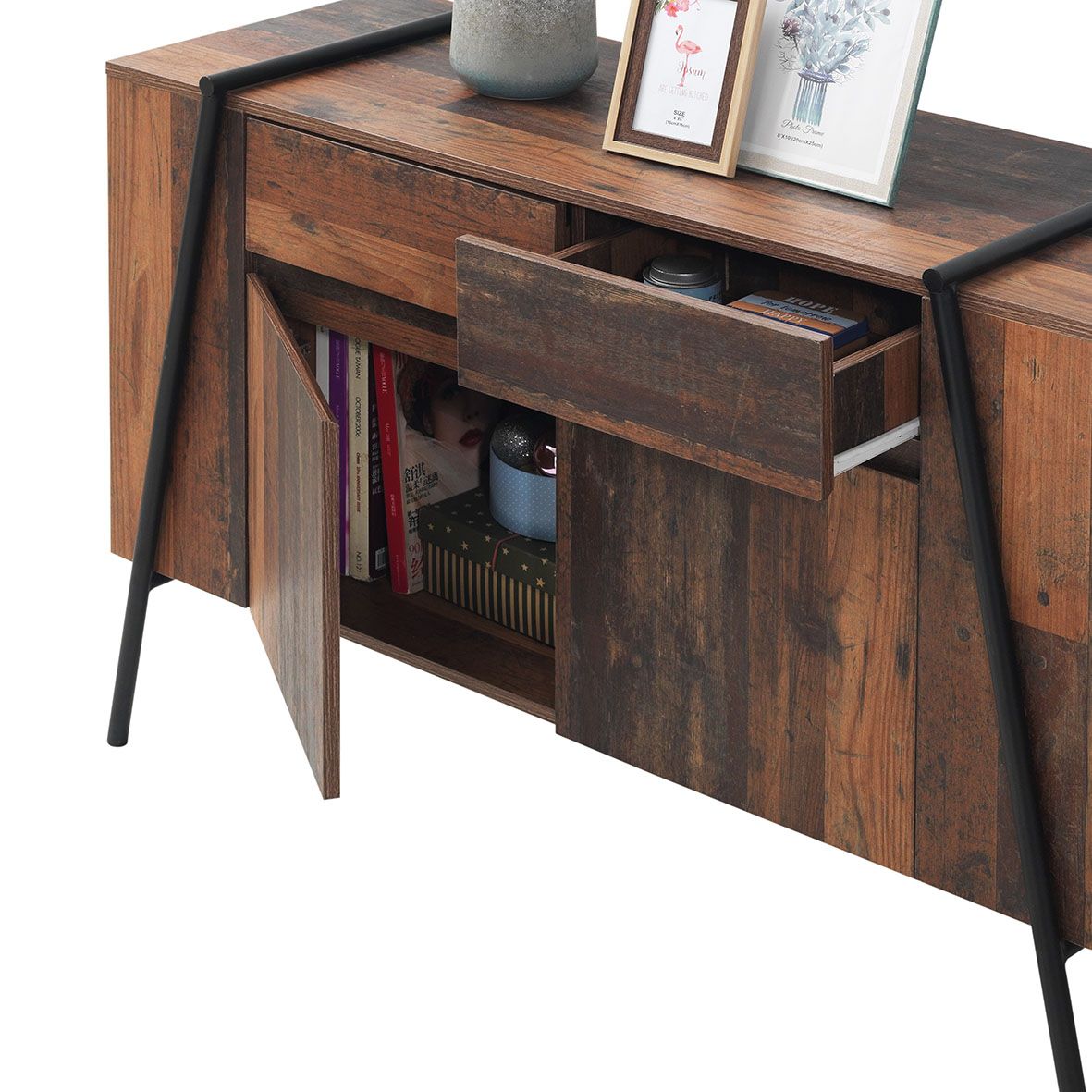 Rustic Oak Sideboard with 2 Doors and 2 Drawers