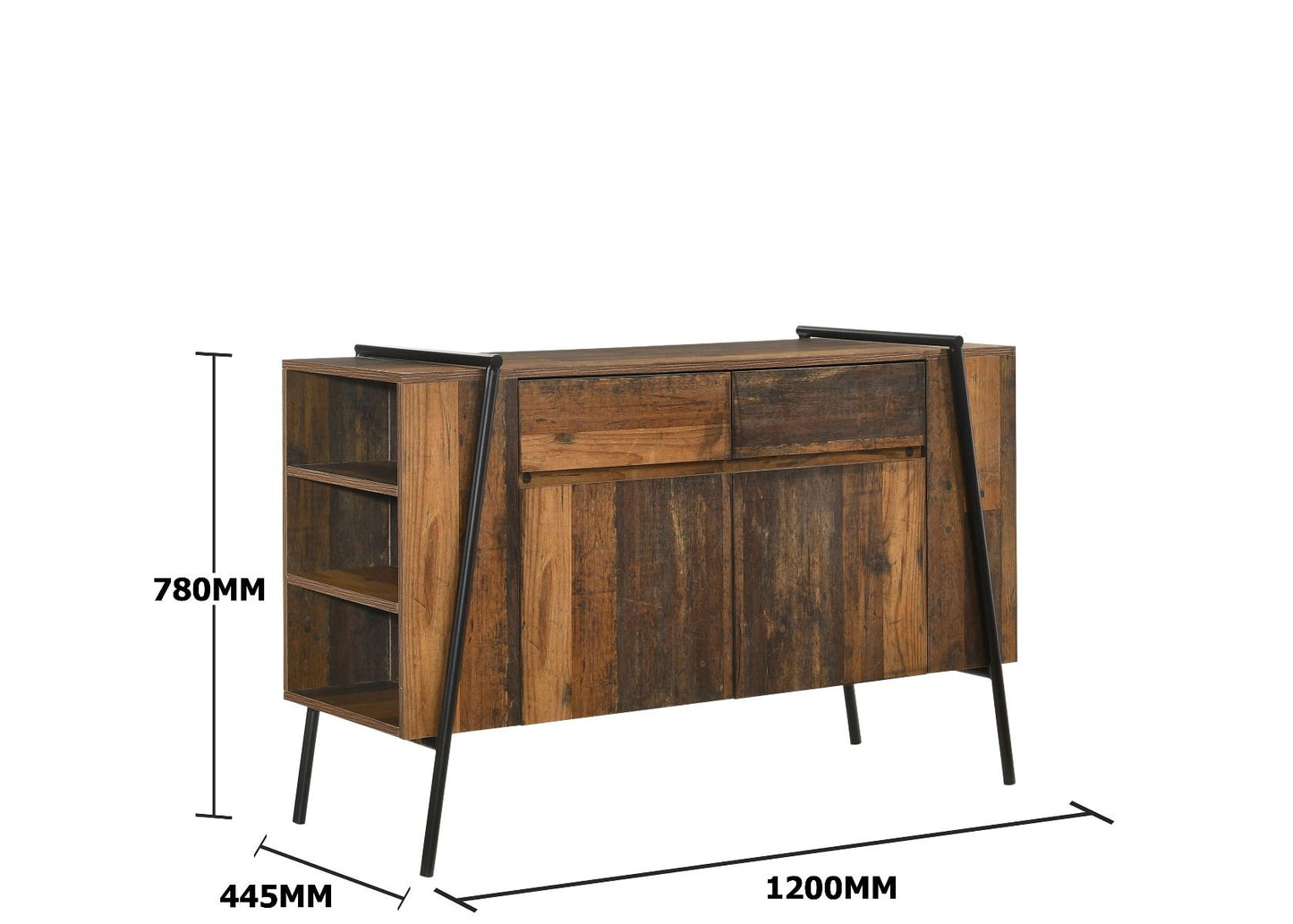 Rustic Oak Sideboard with 2 Doors and 2 Drawers