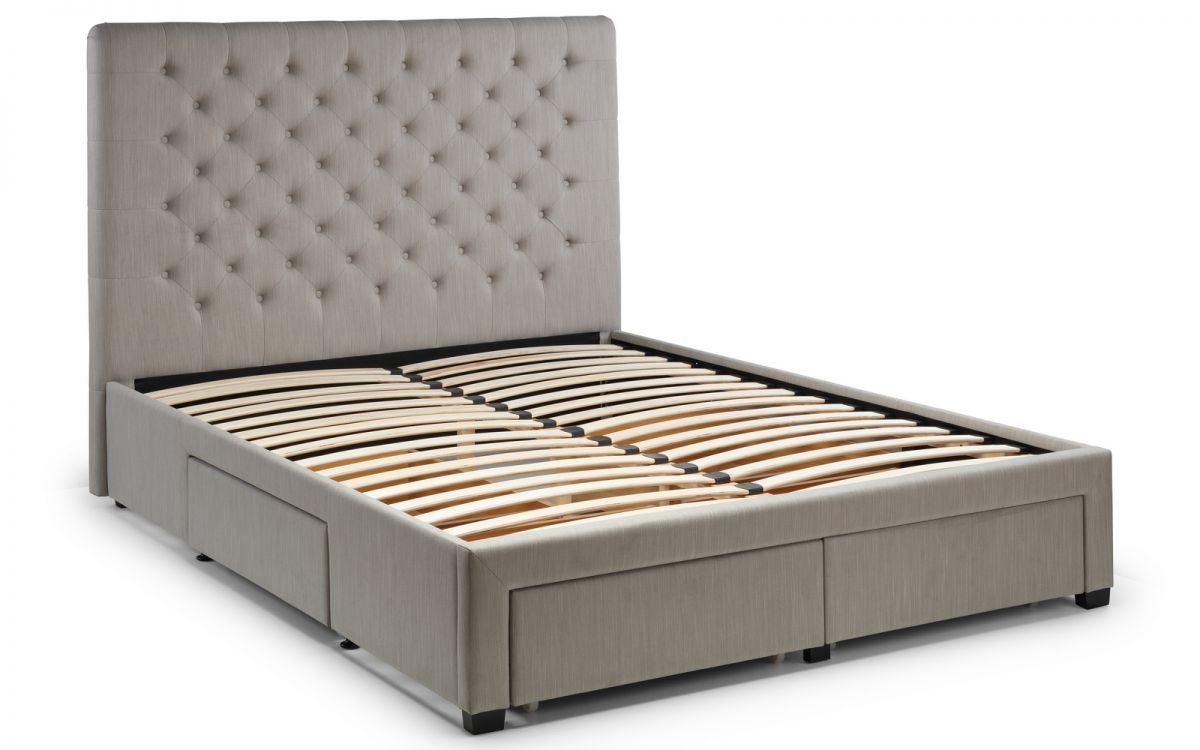 Grey Deep Buttoned 4 Drawer Double/King/Super King Bed