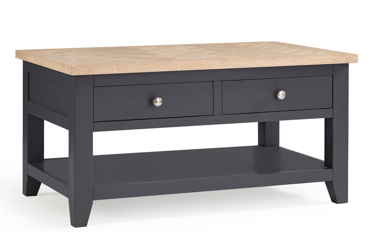 Dark Grey Coffee Table With 2 Drawers