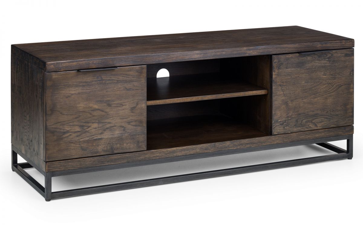 Dark Oak TV Unit With 2 Cupboards