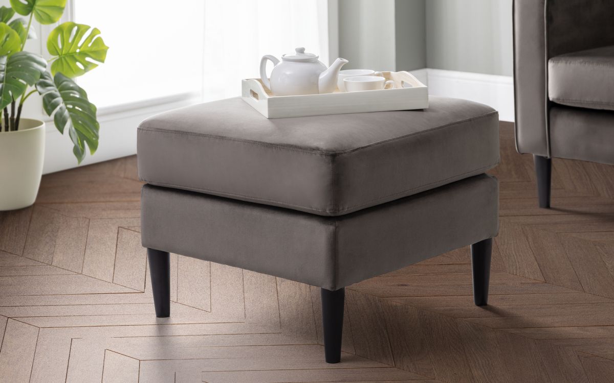 Grey Velvet Ottoman