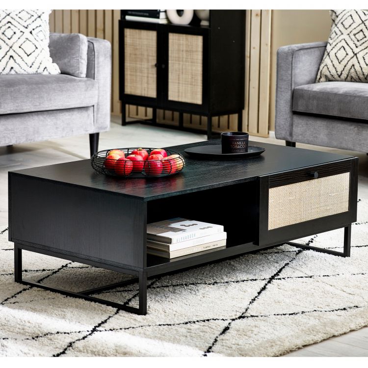 Black 2 Drawer Coffee Table