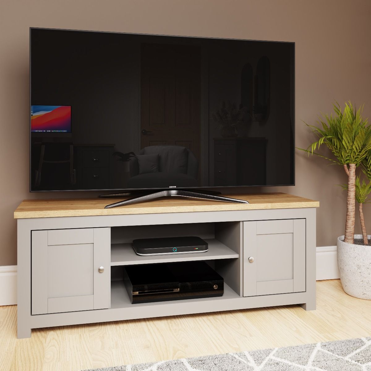 2 Door Light Grey TV Unit