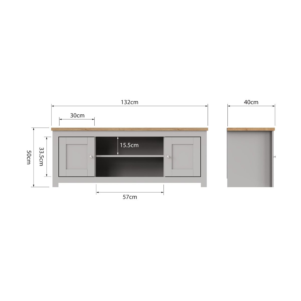 2 Door Light Grey TV Unit