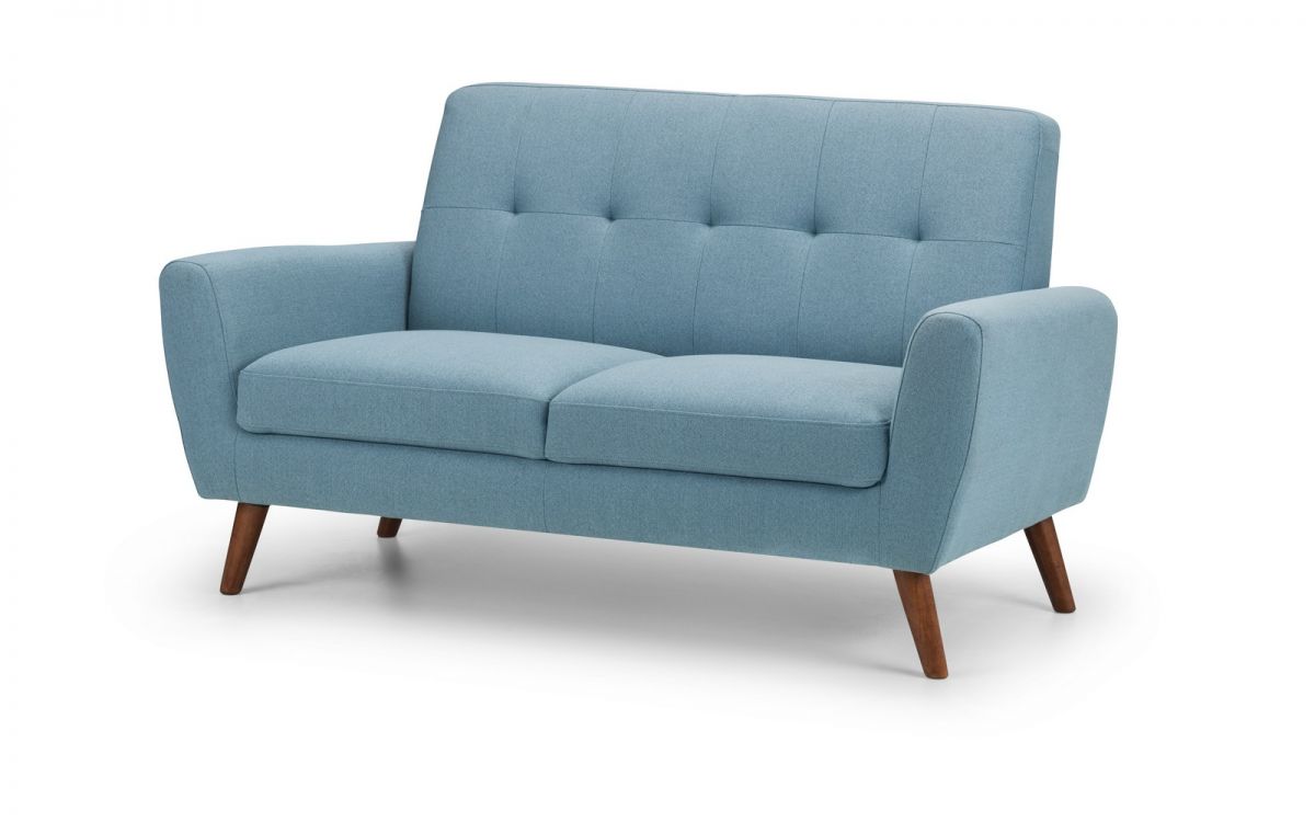 Blue Linen 2 Seater Sofa