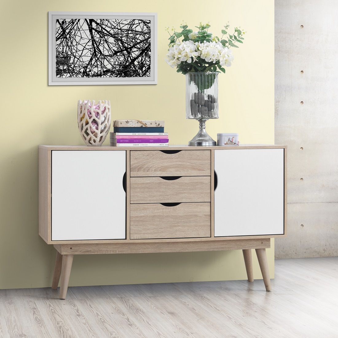 White 2 door 2 drawer sideboard