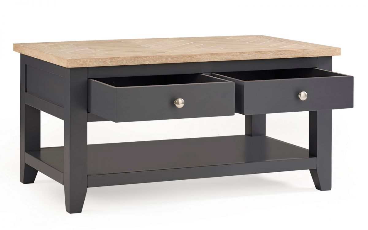 Dark Grey Coffee Table With 2 Drawers