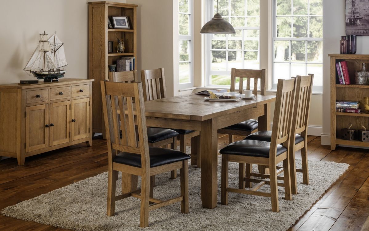 Oak Extending Dining Table Set with Chairs