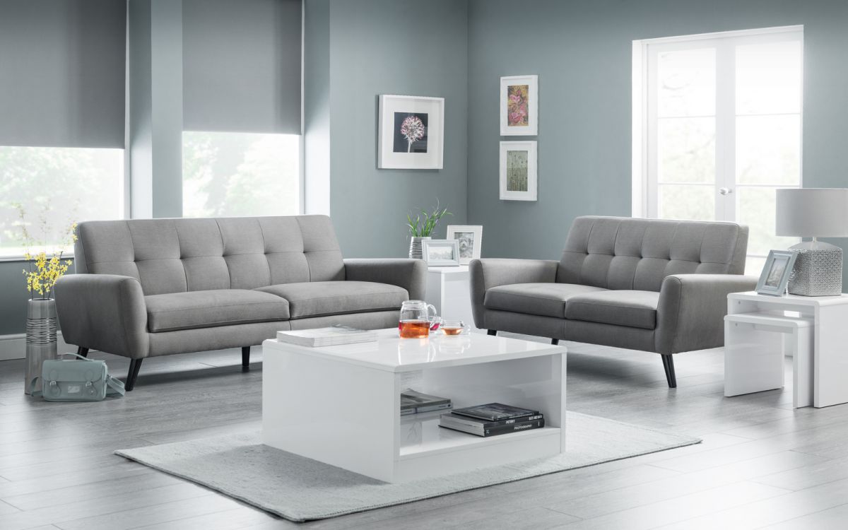 Grey Linen 3 Seater Sofa