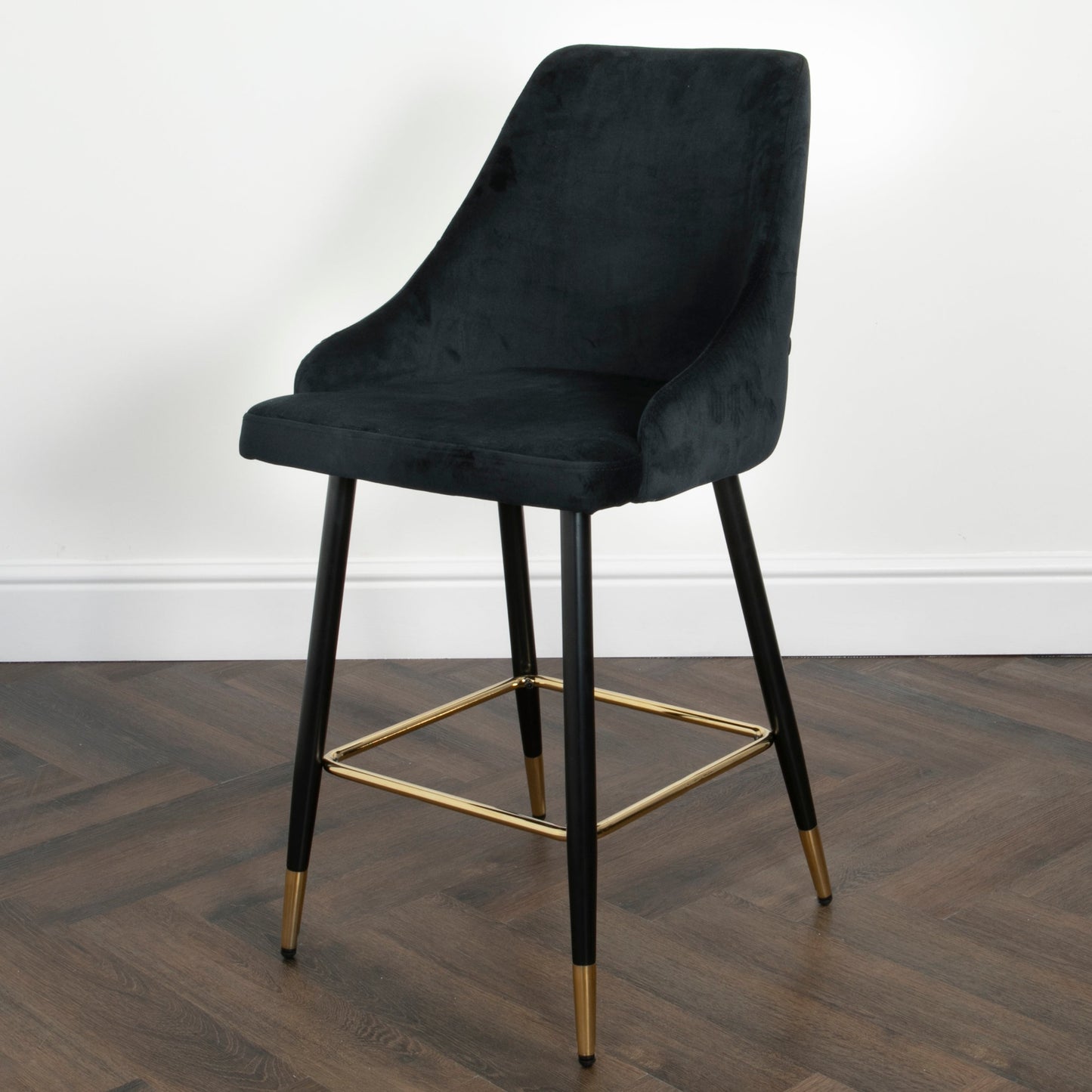 Black Chesterfield  Velvet Button Back Kitchen Bar Stools (Set of 2)