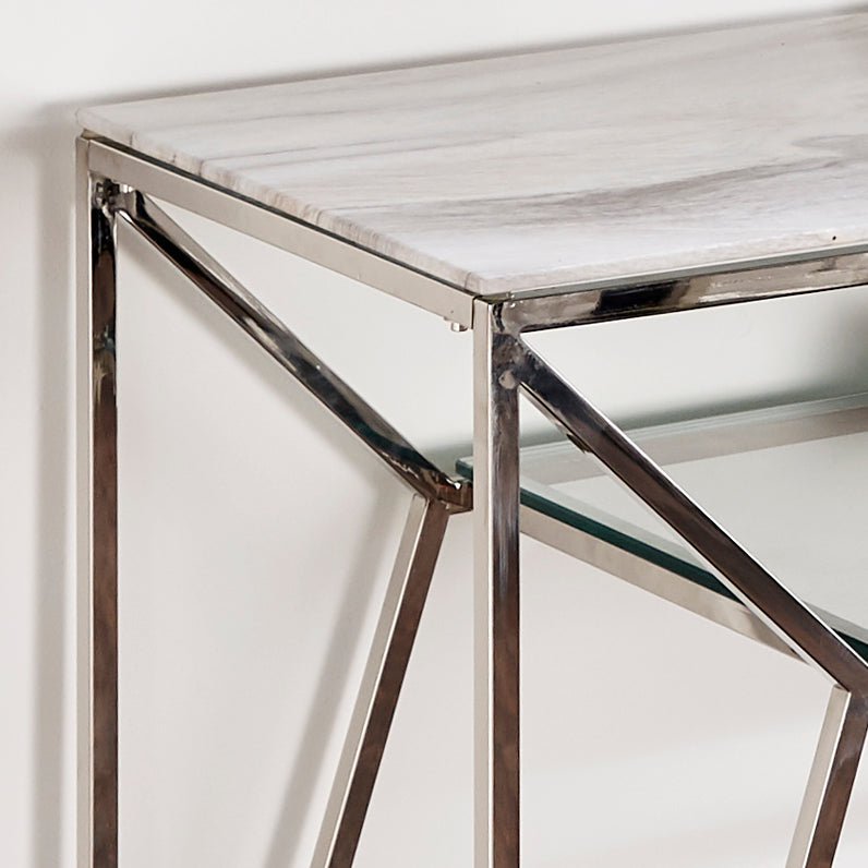 Marble Glass Top Console Table