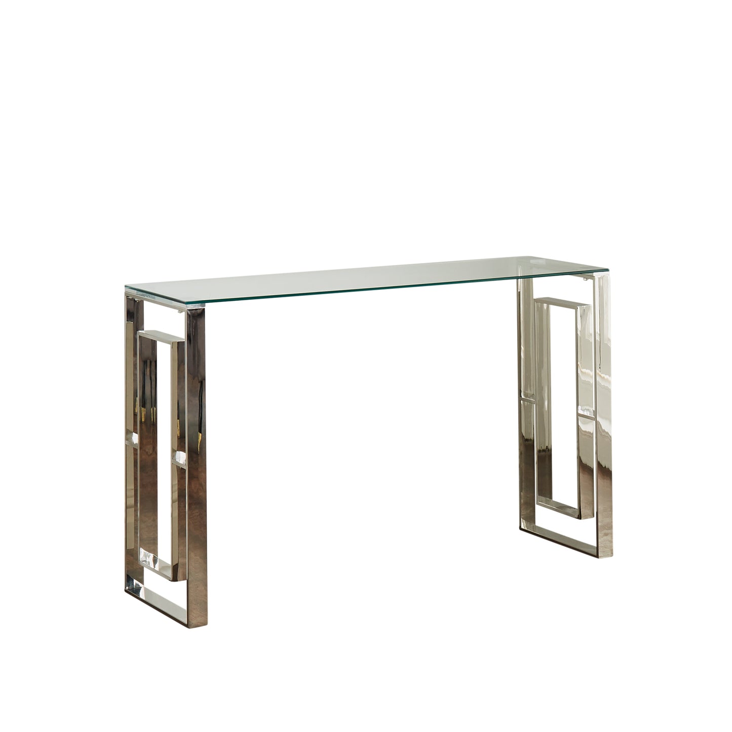 Milano Silver Plated Glass Console Table-Elegant Furnish