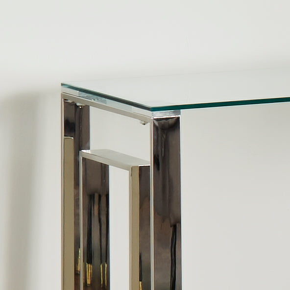 Milano Silver Plated Glass Console Table-Elegant Furnish