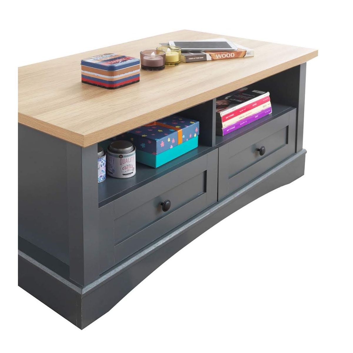 Carden Dark Grey 2 Drawer Coffee Table