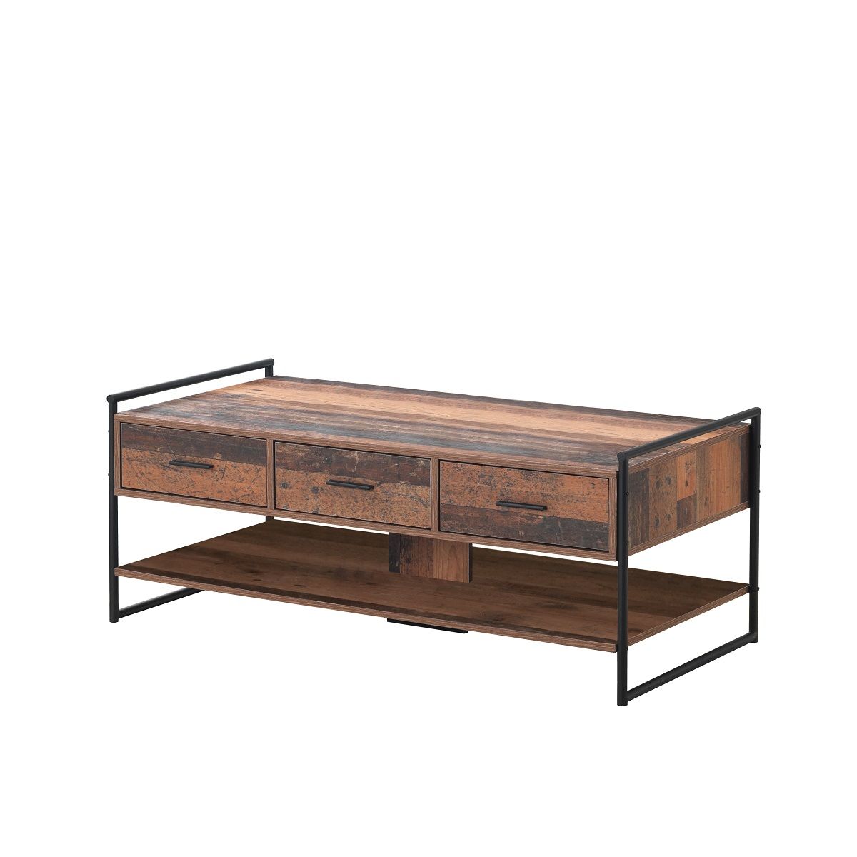 Abbey Rustic Oak Coffee Table With 3 Drawers