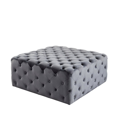 Button Grey Cocktail Ottoman Stool